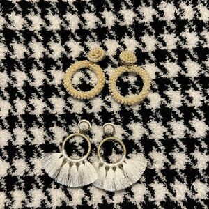 Stella & Dot Cream and White Earrings Statement Jewelry